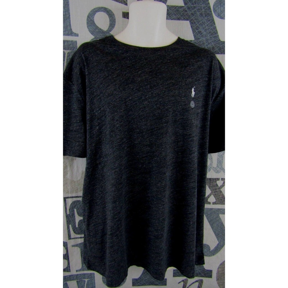 NEW Polo Ralph Lauren T-Shirt Men 2XL Black Heather Silver Pony Classic Fit $55